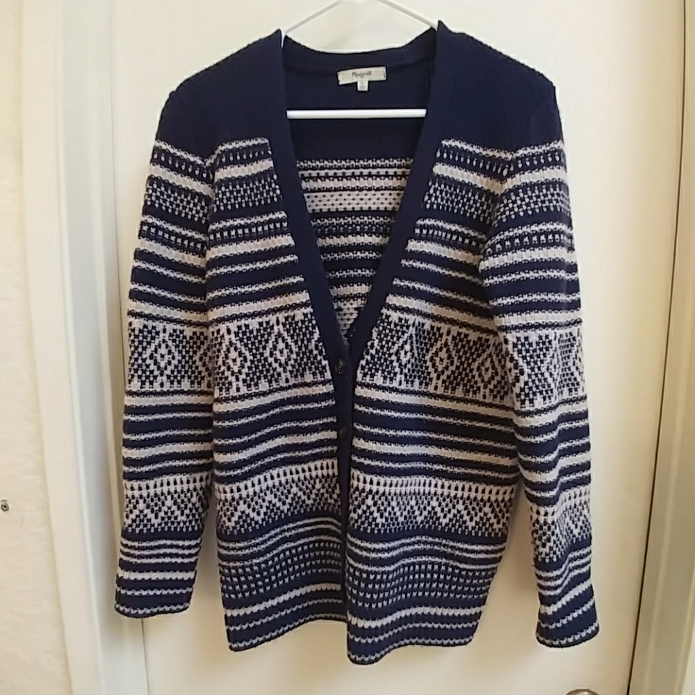 Navy Madewell Stitchway Cardigan Sweater